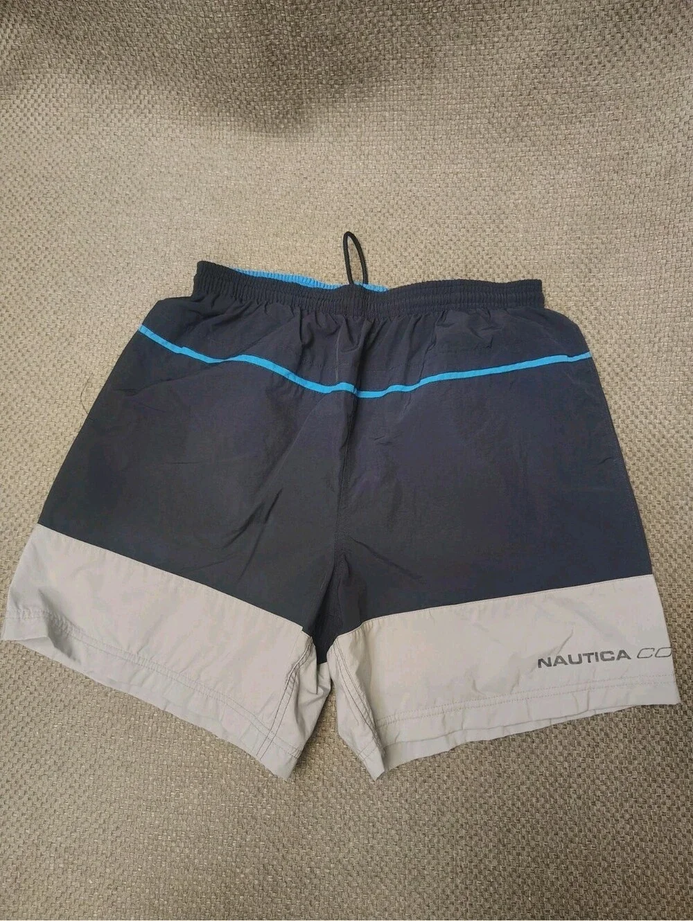 VTG 90s Nautica Competition Swim Trunks Mens Medium Navy Grey Nylon Board Shorts